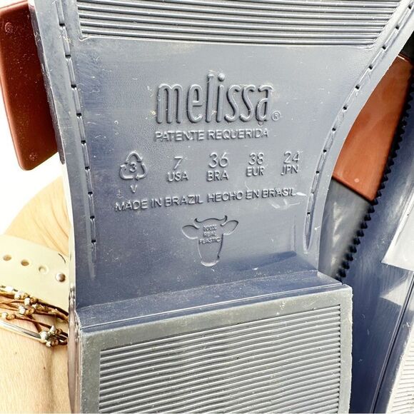 MELISSA‎ BROGUE SPECIAL WOMENS JELLY OXFORDS Red Blue Sz 7 PVC - Picture 11 of 13